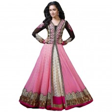 Janasya Women's Georgette Dress Material (HS-DR-008.A_Pink)